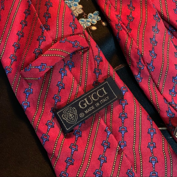 Vintage Gucci Primary Color Horse Bit Silk Tie - Picture 6 of 12